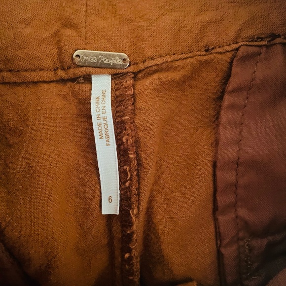 FREE PEOPLE Double Buckle Trouser WideLeg Tapered Orange Brown Pants - Picture 7 of 8